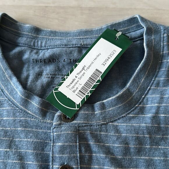Thread 4 Thought Topview Stripe Triblend SS Henley Blue L NWT Stitch Fix - Picture 7 of 8